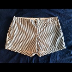 Blue and White Striped Shorts